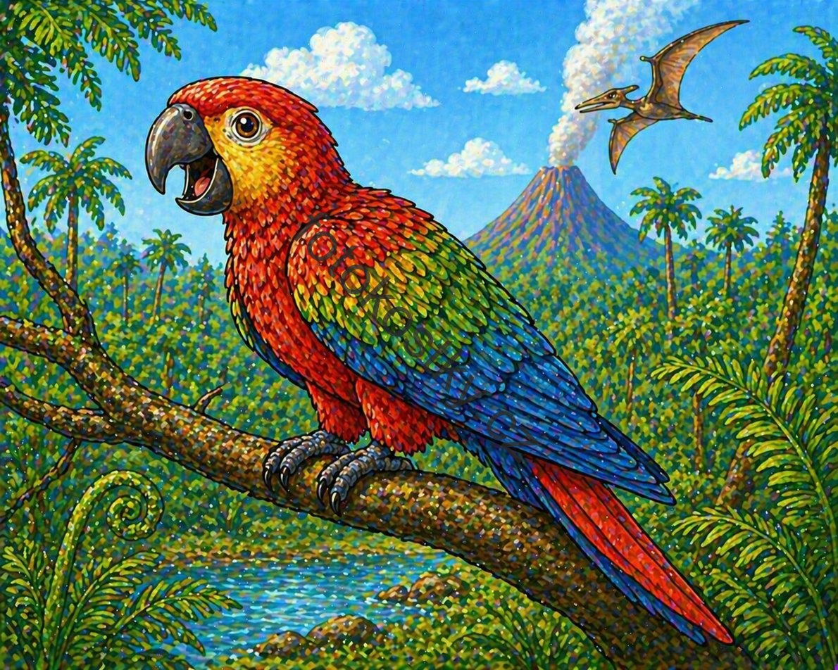 barevný prales s papouškem